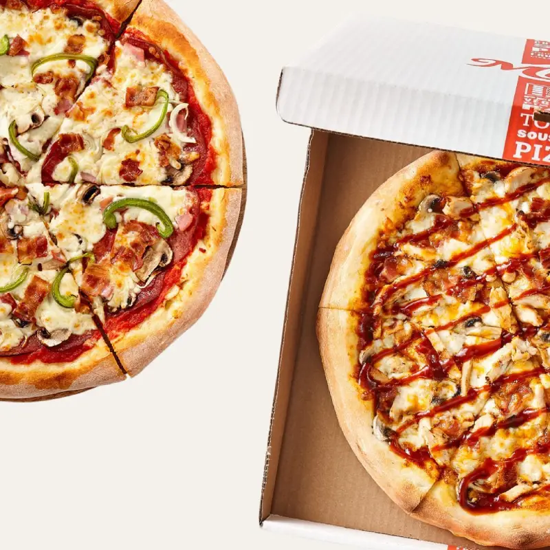 Two medium Toujours Mikes pizzas, available in Neapolitan, all-dressed, pepperoni or vegetarian
