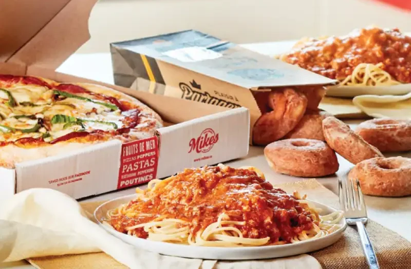 Econo family value combo with the combo includes a medium pizza of your choice, 2 spaghettinis bolognese and your choice between 6 donuts and 4