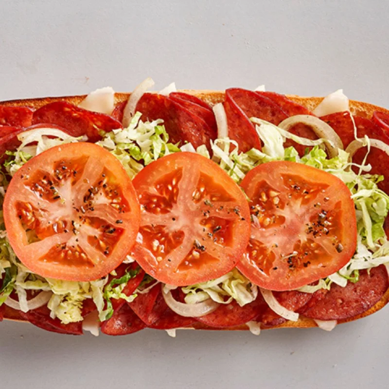 Hot-Luke® with pepperoni, mozzarella, onions, tomatoes and lettuce