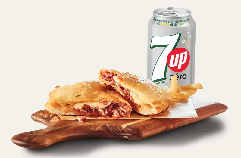 Solo value combo - Bacon Panzerotti, This solo value combo includes a bacon panzerotti, a regular serving of fries, and a 355 ml can of PepsiCo®