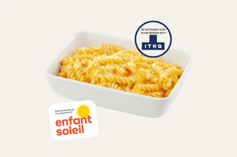 Mac & cheese avec sauce au fromage et à la courge. Cette recette est développée avec l’ITHQ et le soutien financier du MAPAQ dans le cadre du