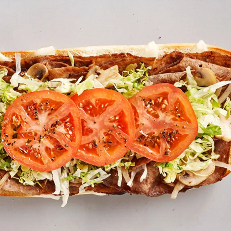 Western, Philly steak, mozzarella, onions, mushrooms, tomatoes and lettuce