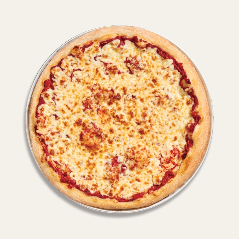 Neapolitan pizza with signature pizza sauce and mozzarella pizza cheese